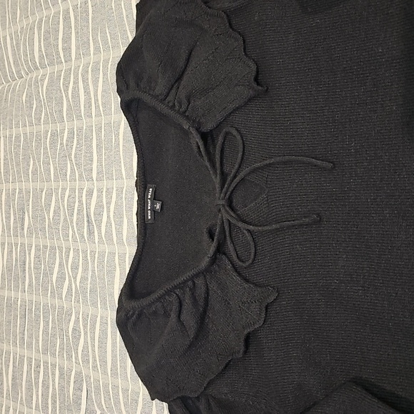 NWOT Who What Wear Women's Black Knit Ruffle Tie-Neck Sweater Size L Large - Picture 4 of 6